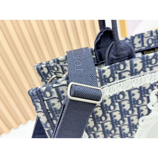 Premio Replica Borsa da uomo Dior Book Tote Piccola/Media/Grande con ricamo obliquo e tracolla Nero Imitazione Outlet