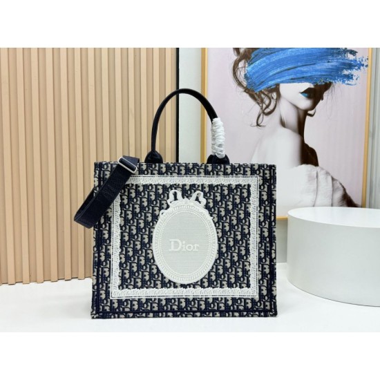 Premio Replica Borsa da uomo Dior Book Tote Piccola/Media/Grande con ricamo obliquo e tracolla Nero Imitazione Outlet