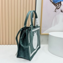 Premio Replica Borsa da uomo Dior Book Tote Piccola/Media/Grande con ricamo obliquo e tracolla Verde Imitazione Outlet
