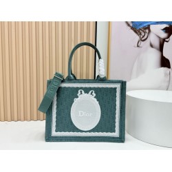 Premio Replica Borsa da uomo Dior Book Tote Piccola/Media/Grande con ricamo obliquo e tracolla Verde Imitazione Outlet