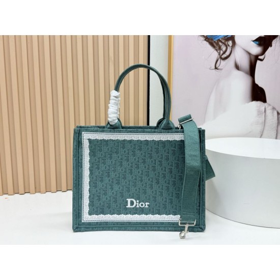Premio Replica Borsa da uomo Dior Book Tote Piccola/Media/Grande con ricamo obliquo e tracolla Verde Imitazione Outlet