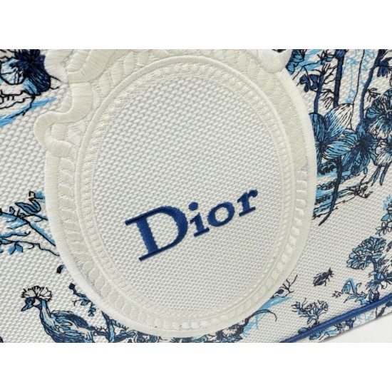 Premio Replica Borsa Dior Book Tote piccola/media/grande con ricamo Toile de Jouy blu/bianco Imitazione Outlet