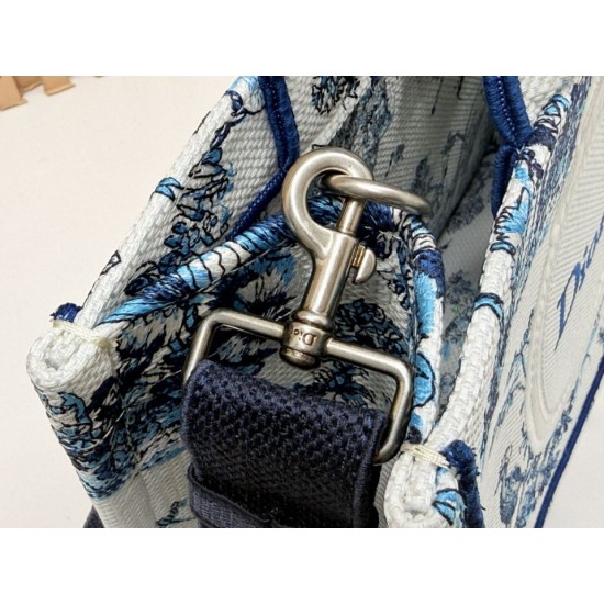 Premio Replica Borsa Dior Book Tote piccola/media/grande con ricamo Toile de Jouy blu/bianco Imitazione Outlet