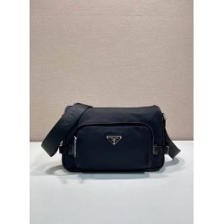 Replica Borsa a tracolla da uomo Prada nylon/saffiano 2VH192 Nero Fallate Online