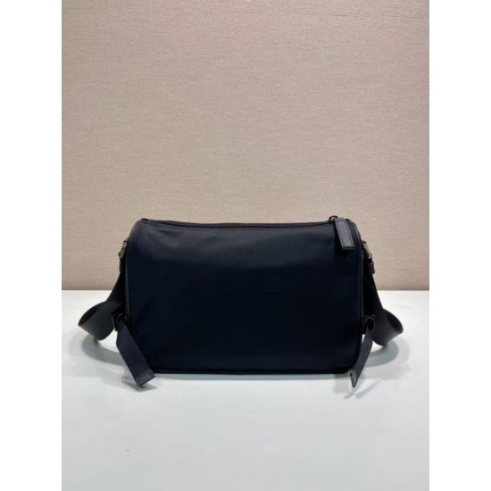Replica Borsa a tracolla da uomo Prada nylon/saffiano 2VH192 Nero Fallate Online