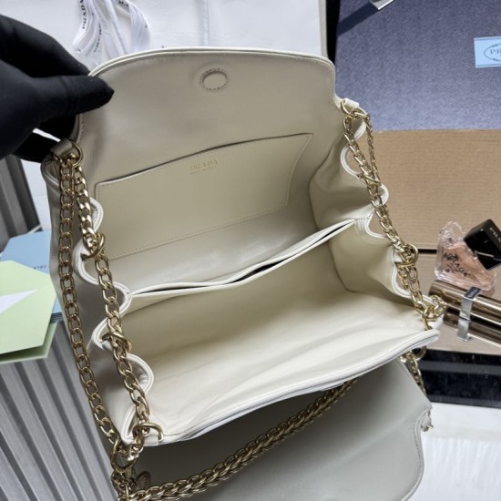 Replica Borsa a tracolla Prada Tumulte piccola 1BD395 Bianco Fallate Online