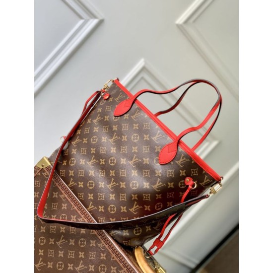Replica Borsa a tracolla LV Monogram Inside Out Neverfull MM M12708 Rossa Fallate Online