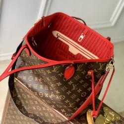 Replica Borsa a tracolla LV Monogram Inside Out Neverfull MM M12708 Rossa Fallate Online