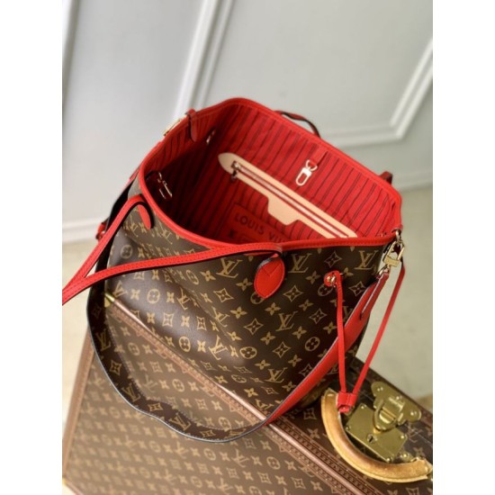 Replica Borsa a tracolla LV Monogram Inside Out Neverfull MM M12708 Rossa Fallate Online