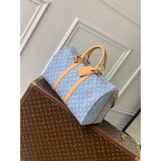 Replica Borsa Louis Vuitton Keepall Bandoulière 45 M25334 Blu cielo Fallate Online