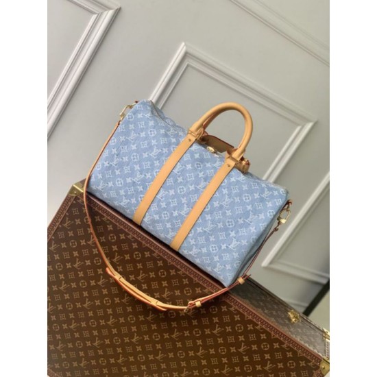 Replica Borsa Louis Vuitton Keepall Bandoulière 45 M25334 Blu cielo Fallate Online