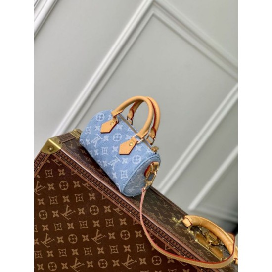 Replica Borsa Louis Vuitton Nano Speedy Denim M11212 blu Fallate Online