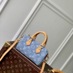 Replica Borsa Louis Vuitton Nano Speedy Denim M11212 blu Fallate Online