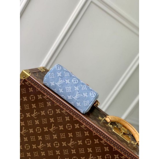 Replica Borsa Louis Vuitton Nano Speedy Denim M11212 blu Fallate Online