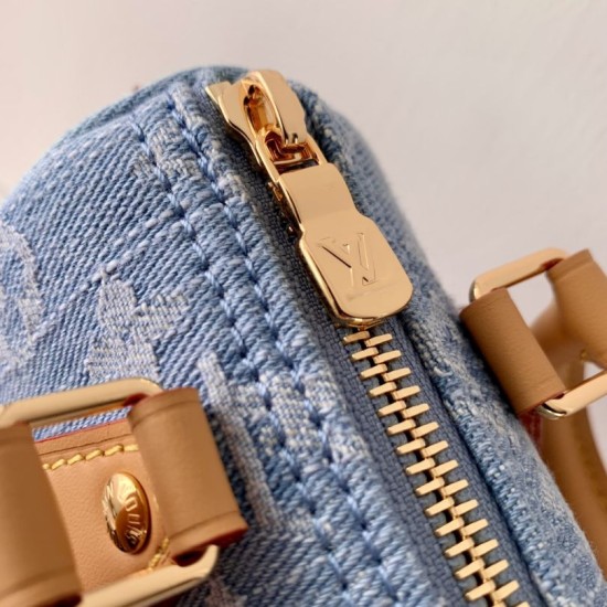 Replica Borsa Louis Vuitton Nano Speedy Denim M11212 blu Fallate Online