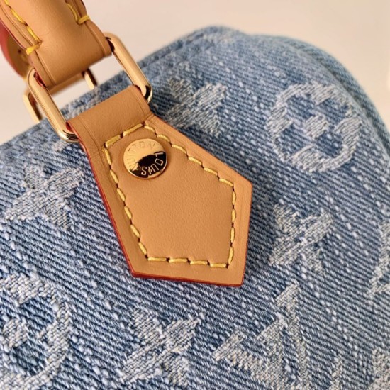 Replica Borsa Louis Vuitton Nano Speedy Denim M11212 blu Fallate Online
