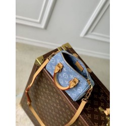 Replica Borsa Louis Vuitton Nano Speedy Denim M11212 blu Fallate Online
