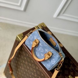 Replica Borsa Louis Vuitton Nano Speedy Denim M11212 blu Fallate Online