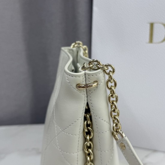 Replica Borsa Dior Trianon con catena agnello piatta Macrocannage Bianco False Online