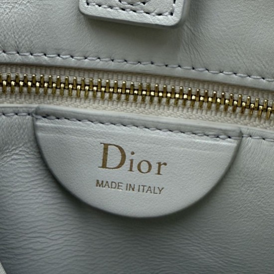 Replica Borsa Dior Trianon con catena agnello piatta Macrocannage Bianco False Online