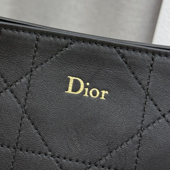 Replica Borsa Dior Trianon con catena agnello piatta Macrocannage Nero False Online