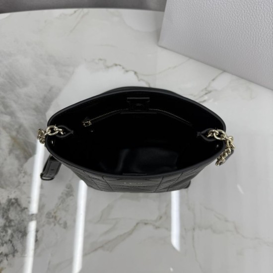 Replica Borsa Dior Trianon con catena agnello piatta Macrocannage Nero False Online