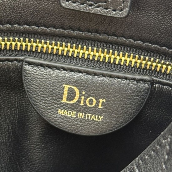 Replica Borsa Dior Trianon con catena agnello piatta Macrocannage Nero False Online