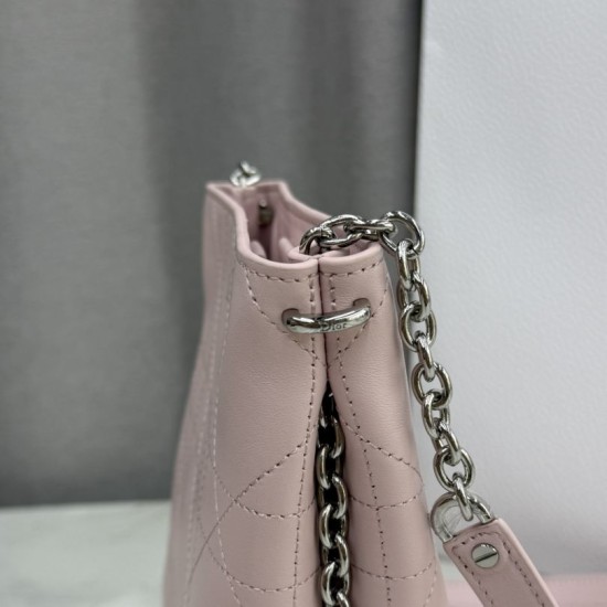 Replica Borsa Dior Trianon con catena agnello piatta Macrocannage Rosa False Online