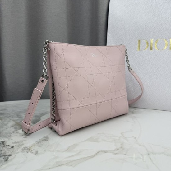 Replica Borse Dior Trianon con catena piatta macrocannage Rosa False Online