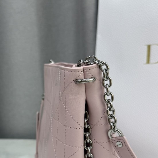 Replica Borse Dior Trianon con catena piatta macrocannage Rosa False Online