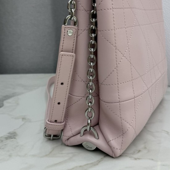 Replica Borse Dior Trianon con catena piatta macrocannage Rosa False Online