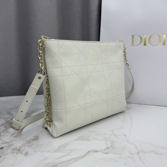 Replica Borse Dior Trianon con catena piatta macrocannage bianca False Online