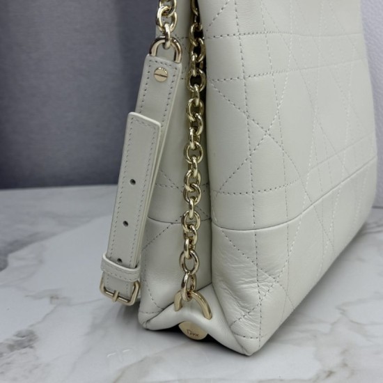 Replica Borse Dior Trianon con catena piatta macrocannage bianca False Online
