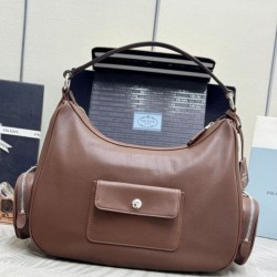 Replica Borsa a tracolla media Prada lavata 1BC276 Marrone False Online