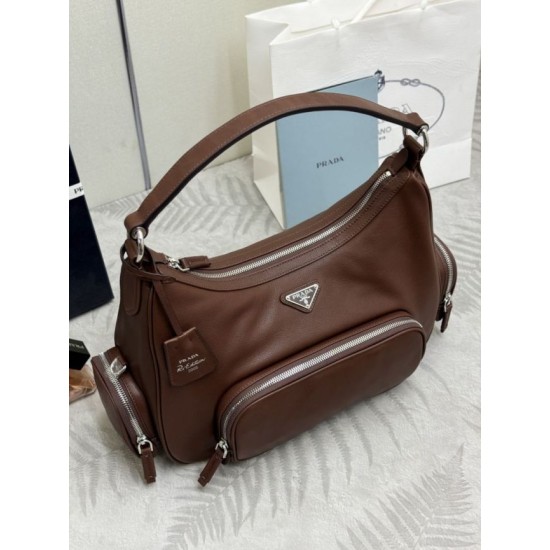 Replica Borsa a tracolla media Prada lavata 1BC276 Marrone False Online