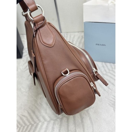 Replica Borsa a tracolla media Prada lavata 1BC276 Marrone False Online
