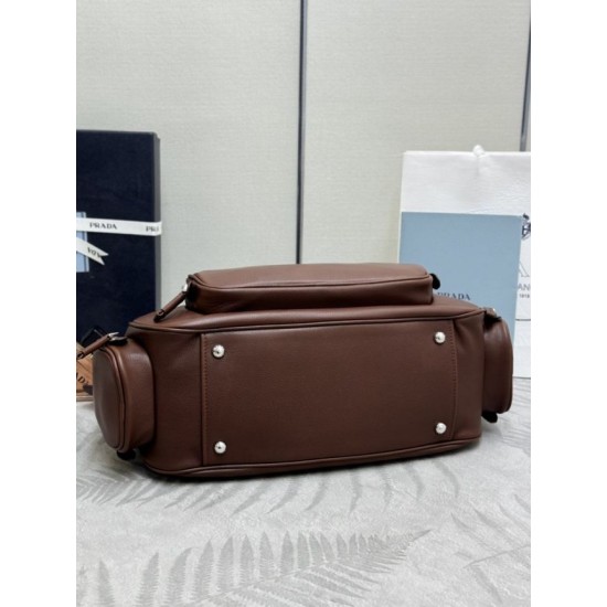 Replica Borsa a tracolla media Prada lavata 1BC276 Marrone False Online