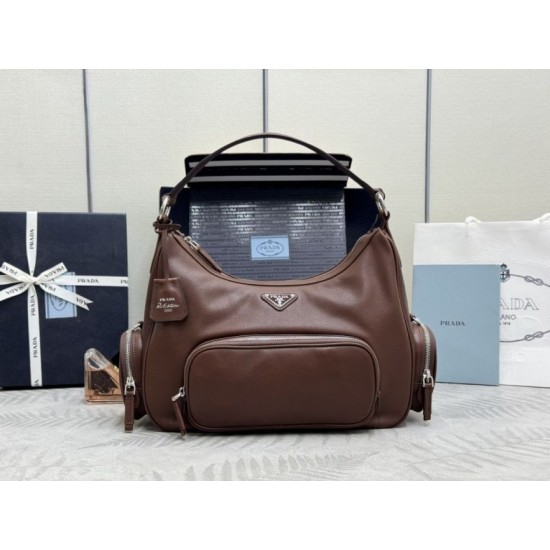 Replica Borsa a tracolla media Prada lavata 1BC276 Marrone False Online