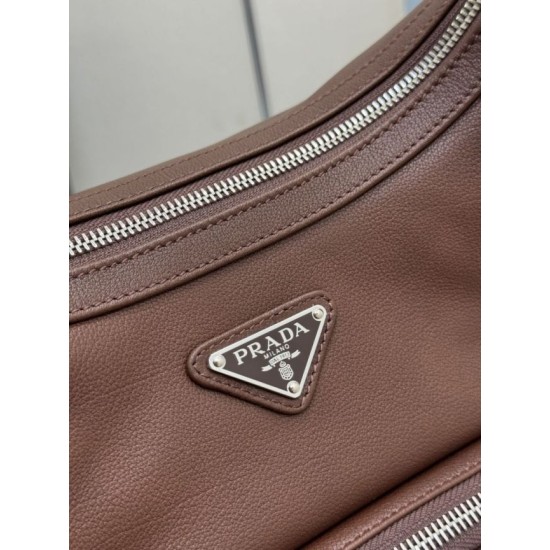 Replica Borsa a tracolla media Prada lavata 1BC276 Marrone False Online