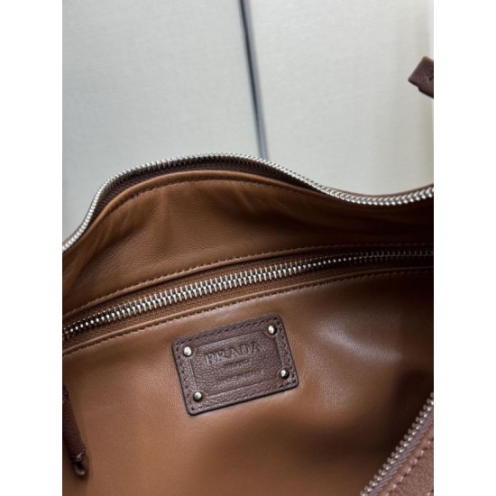 Replica Borsa a tracolla media Prada lavata 1BC276 Marrone False Online