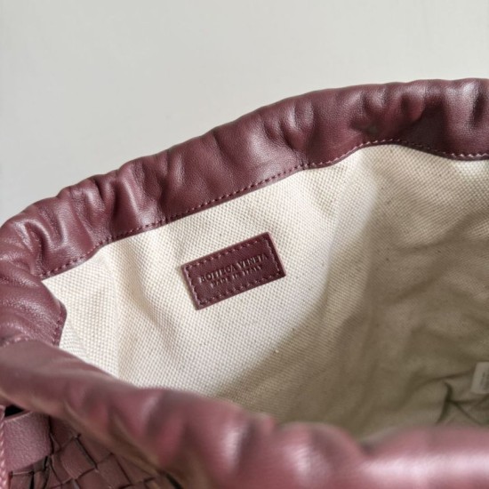 Replica Borse con coulisse Bottega Veneta Intrecciato Borgogna False Online
