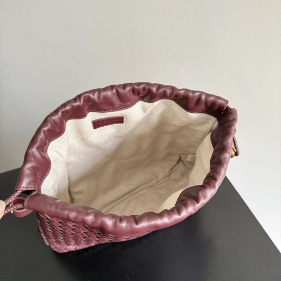 Replica Borse con coulisse Bottega Veneta Intrecciato Borgogna False Online