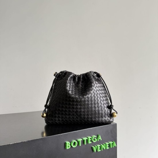 Replica Borse con coulisse Bottega Veneta Intrecciato Nera False Online