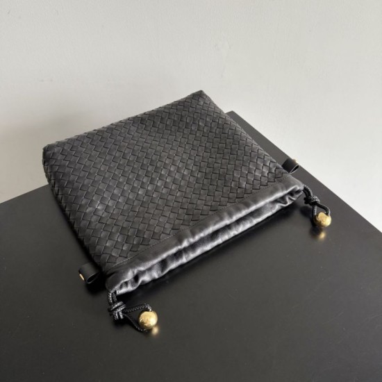 Replica Borse con coulisse Bottega Veneta Intrecciato Nera False Online