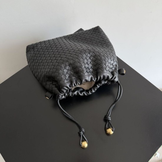 Replica Borse con coulisse Bottega Veneta Intrecciato Nera False Online