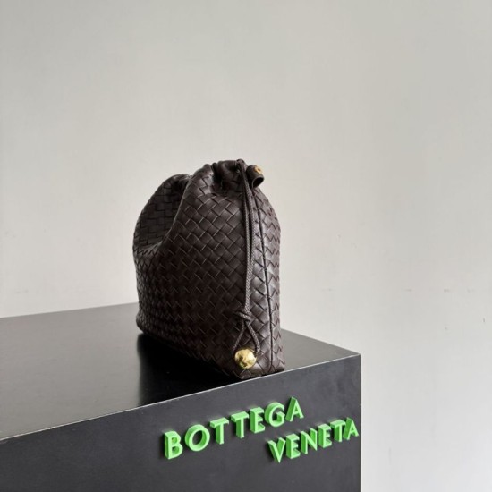 Replica Borse con coulisse Bottega Veneta Intrecciato Caffè False Online