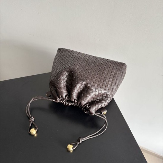 Replica Borse con coulisse Bottega Veneta Intrecciato Caffè False Online