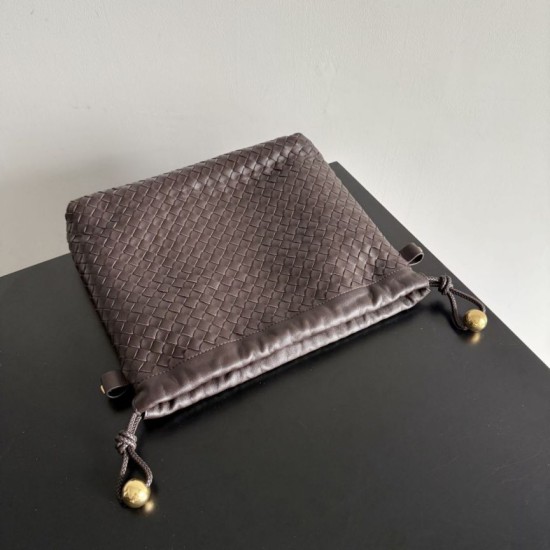 Replica Borse con coulisse Bottega Veneta Intrecciato Caffè False Online