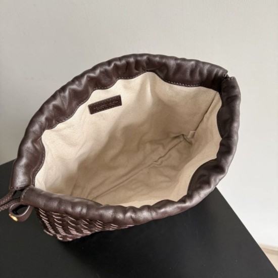 Replica Borse con coulisse Bottega Veneta Intrecciato Caffè False Online