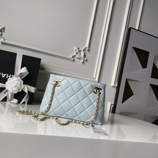 Replica Borsa shopping piccola Chanel 26S AS6248 blu imitazione Outlet Replica Borsa shopping piccola Chanel 26S AS6248 blu False Online